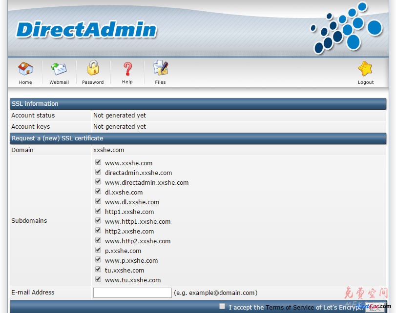 DirectAdmin 自动签发Let's Encrypt免费证书还可自动更新 第1张